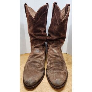 Tecovas The Johnny Boots Mens 11D Chocolate Suede Roughout Western Round Toe